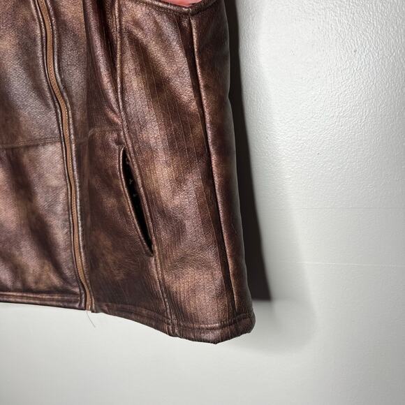 VTG Andrea Faye Women's Metallic Bronze Zip-Up Puffer Vest Sz M Western USA 90s - Picture 5 of 16